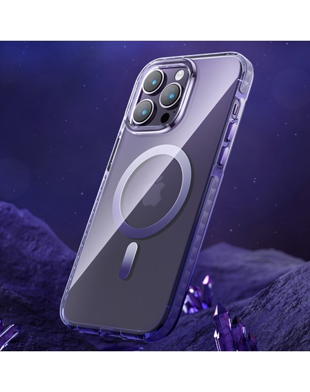 Kingxbar PQY Ice Crystal Series magnetic case for iPhone 14 MagSafe purple