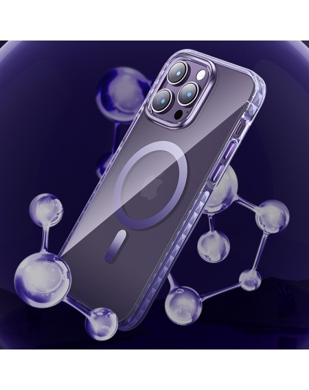 Kingxbar PQY Ice Crystal Series magnetic case for iPhone 14 MagSafe purple