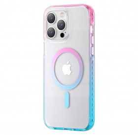 Kingxbar PQY Ice Crystal Series magnetic case for iPhone 14 Pro MagSafe pink and blue