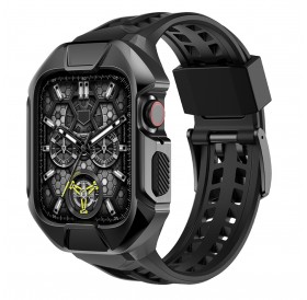 Kingxbar CYF136 2in1 Rugged Case for Apple Watch 8, 7 (45 mm) Stainless Steel with Strap Black