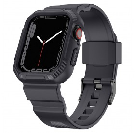 Kingxbar CYF537 2in1 Armored Case for Apple Watch SE, 8, 7, 6, 5, 4, 3, 2, 1 (45, 44, 42 mm) with Strap Gray