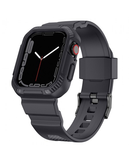 Kingxbar CYF537 2in1 Armored Case for Apple Watch SE, 8, 7, 6, 5, 4, 3, 2, 1 (45, 44, 42 mm) with Strap Gray