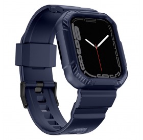 Kingxbar CYF537 2in1 Armored Case for Apple Watch SE, 8, 7, 6, 5, 4, 3, 2, 1 (45, 44, 42 mm) with Strap Blue