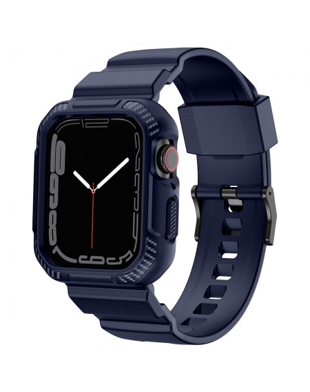Kingxbar CYF537 2in1 Armored Case for Apple Watch SE, 8, 7, 6, 5, 4, 3, 2, 1 (45, 44, 42 mm) with Strap Blue