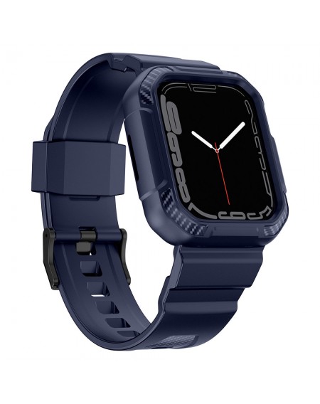 Kingxbar CYF106 2in1 Armored Case for Apple Watch SE, 8, 7, 6, 5, 4, 3, 2, 1 (41, 40, 38 mm) with Strap Blue