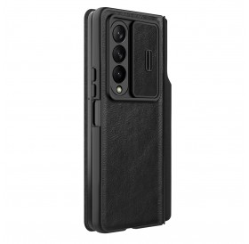 Nillkin Qin Leather Pro Case for Samsung Galaxy Z Fold 4 cover with a cover for the camera and a place for the stylus black