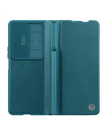 Nillkin Qin Leather Pro Case for Samsung Galaxy Z Fold 4 cover with camera cover and pen holder green
