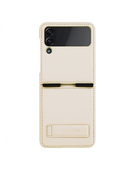 Nillkin Qin Vegan Leather Case for Samsung Galaxy Z Flip 4 cover made of ecological leather, golden stand