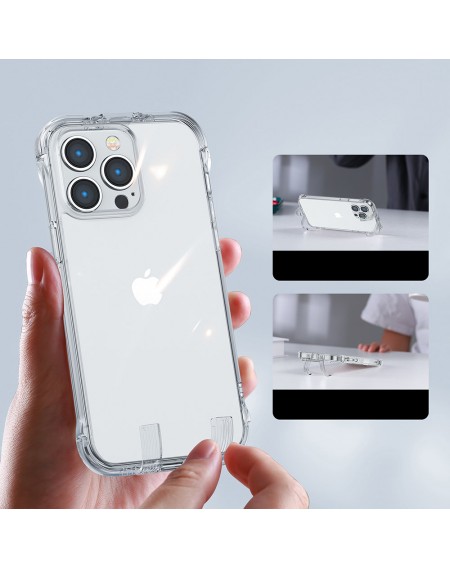 Joyroom Defender Series Case Cover for iPhone 14 Pro Armored Hook Cover Stand Clear (JR-14H2)