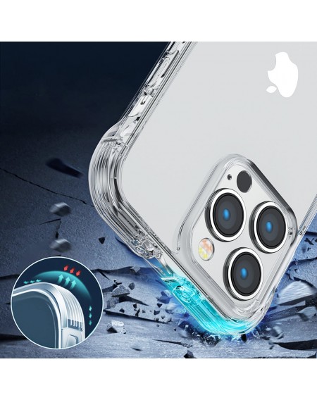 Joyroom Defender Series Case Cover for iPhone 14 Plus Armored Hook Cover Stand Clear (JR-14H3)