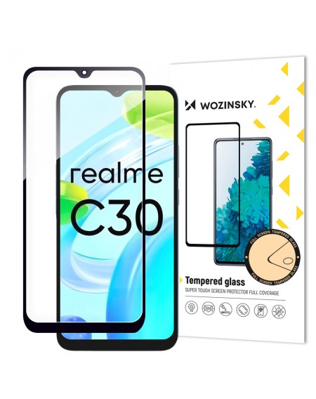Wozinsky Full Glue Tempered Glass Tempered Glass For Realme C30 / Realme Narzo 50i Prime 9H Full Screen Protector With Black Frame