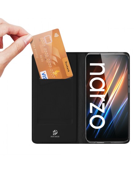 Dux Ducis Skin Pro Case For Realme C30 / Realme Narzo 50i Prime Cover Flip Card Wallet Stand Black