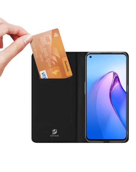 Dux Ducis Skin Pro case for Oppo Reno 8 flip cover card wallet stand black