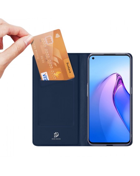 Dux Ducis Skin Pro case for Oppo Reno 8 flip cover card wallet stand blue