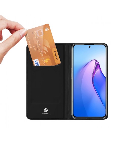 Dux Ducis Skin Pro case for Oppo Reno 8 Pro flip cover card wallet stand black