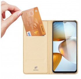 Dux Ducis Skin Pro Case For Xiaomi Redmi Note 11E /Redmi 10 5G / Redmi 10 Prime+ 5G / Poco M4 5G Cover Flip Card Wallet Stand Gold
