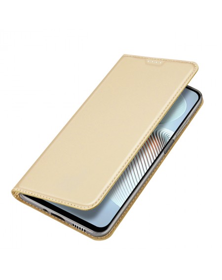 Dux Ducis Skin Pro Case For Xiaomi Redmi Note 11E /Redmi 10 5G / Redmi 10 Prime+ 5G / Poco M4 5G Cover Flip Card Wallet Stand Gold