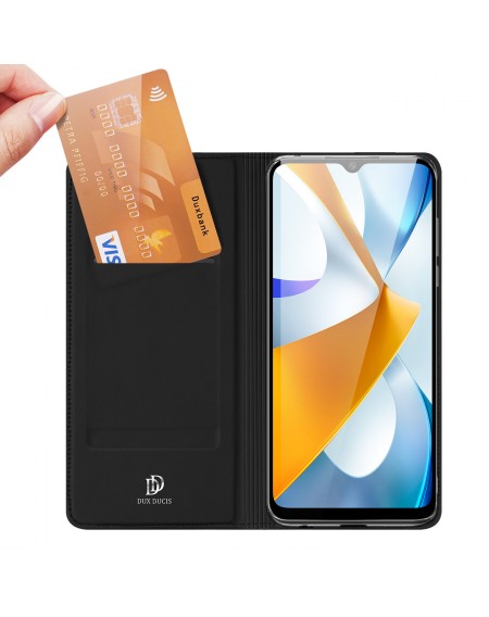 Dux Ducis Skin Pro case for Xiaomi Poco C40 cover with flip card wallet stand black