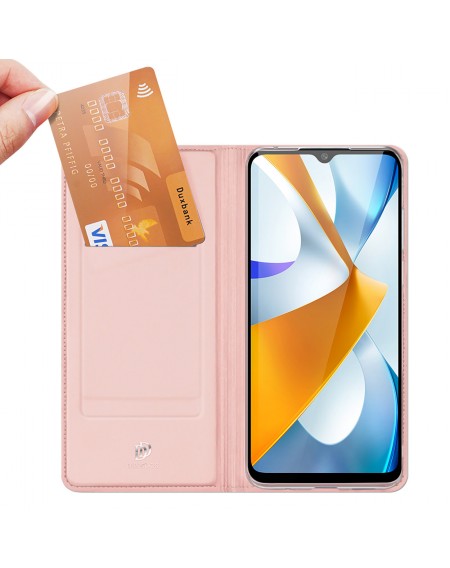 Dux Ducis Skin Pro Case for Xiaomi Poco C40 Flip Card Wallet Stand Pink