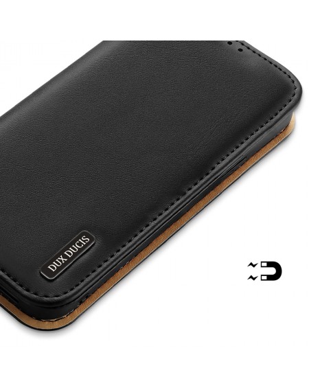 Dux Ducis Hivo Leather Flip Cover Genuine Leather Wallet for Cards and Documents iPhone 14 Black