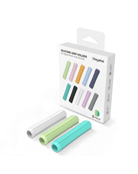 Stoyobe Silicone Holder Set of Silicone Holders for Apple Pencil 1 / Apple Pencil 2 / Huawei M-Pencil Turquoise+Light Green+White (3 Pack)