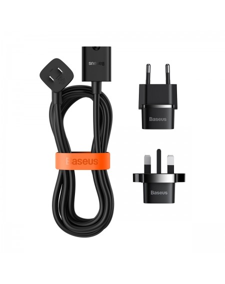 Baseus PowerCombo cable / extension cord with mini power strip 1m black (EU and UK power adapter) (PSMN000301)