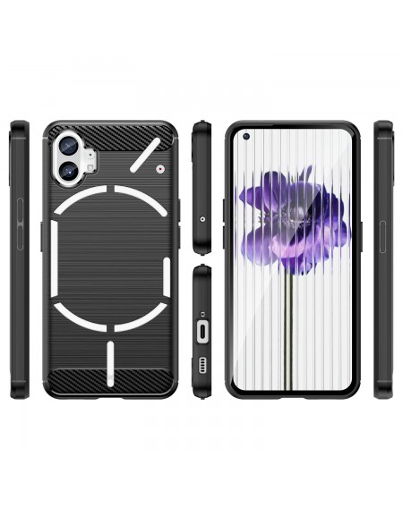 Carbon Case case for Nothing Phone 1 flexible silicone carbon cover black