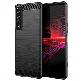 Carbon Case cover for Sony Xperia 1 IV flexible silicone carbon cover black