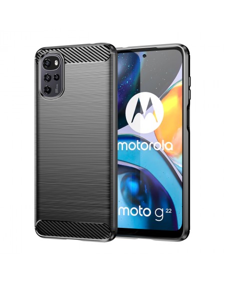 Carbon Case for Motorola Moto E32 flexible silicone carbon cover black