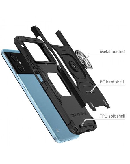 Wozinsky Ring Armor Case for Xiaomi Redmi Note 11E /Redmi 10 5G / Redmi 10 Prime+ 5G / Poco M4 5G Armor Cover Magnetic Holder Ring Black