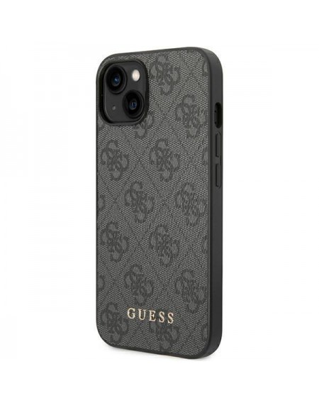 Guess GUHCP14SG4GFGR iPhone 14 6,1" szary/grey hard case 4G Metal Gold Logo