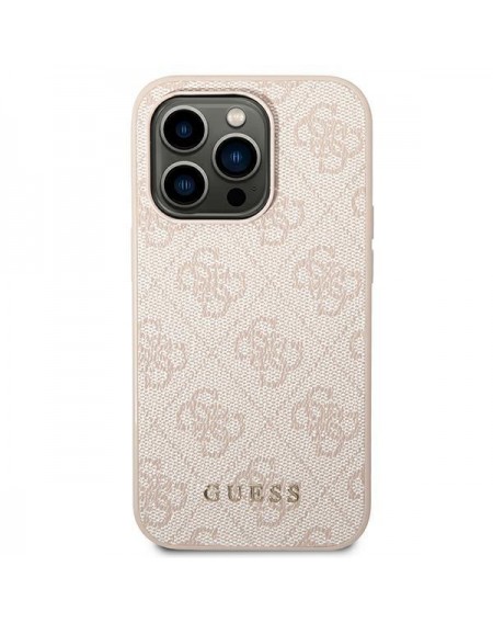 Guess GUHCP14LG4GFPI iPhone 14 Pro 6,1" różowy/pink hard case 4G Metal Gold Logo