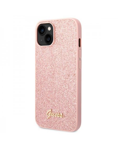 Guess GUHCP14SHGGSHP iPhone 14 6,1" różowy/pink hard case Glitter Script