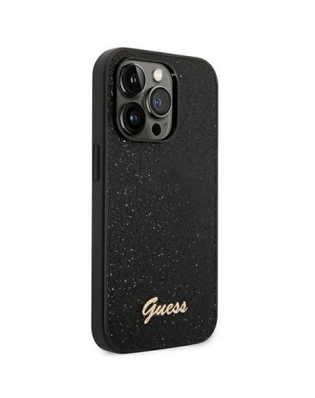 Guess GUHCP14LHGGSHK iPhone 14 Pro 6,1" czarny/black hard case Glitter Script