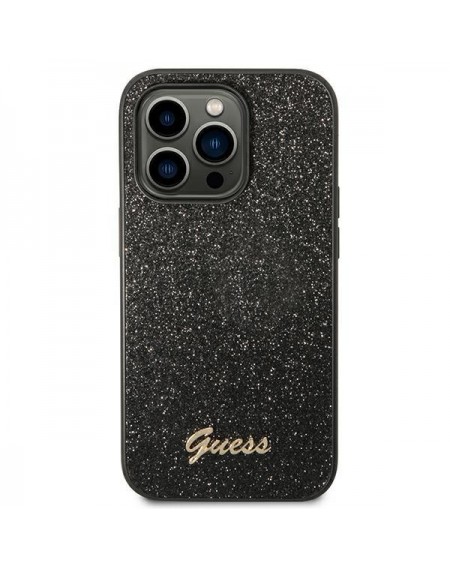 Guess GUHCP14XHGGSHK iPhone 14 Pro Max 6,7" czarny/black hard case Glitter Script