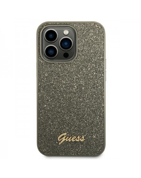 Guess GUHCP14XHGGSHN iPhone 14 Pro Max 6,7" zielony/green hard case Glitter Script