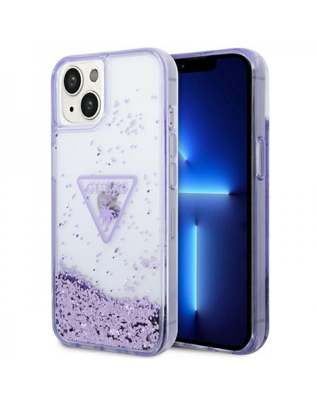 Guess GUHCP14SLFCTPU iPhone 14 6,1" fioletowy/purple hardcase Liquid Glitter Palm Collection