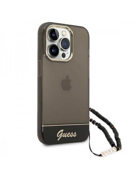 Guess GUHCP14LHGCOHK iPhone 14 Pro 6,1" czarny/black hardcase Translucent Pearl Strap