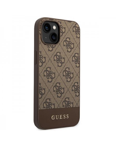Guess GUHCP14SG4GLBR iPhone 14 6,1" brązowy/brown hard case 4G Stripe Collection
