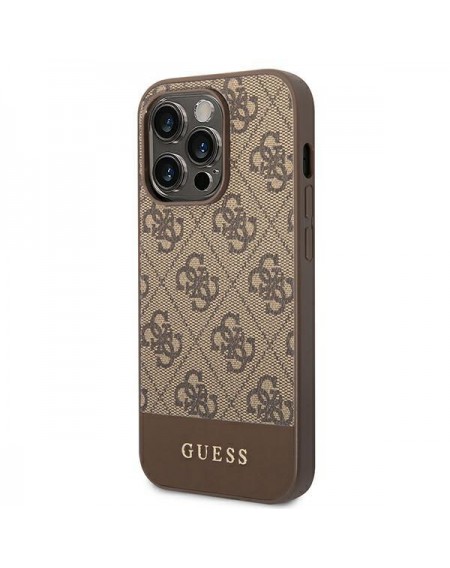 Guess GUHCP14LG4GLBR iPhone 14 Pro 6,1" brązowy/brown hard case 4G Stripe Collection
