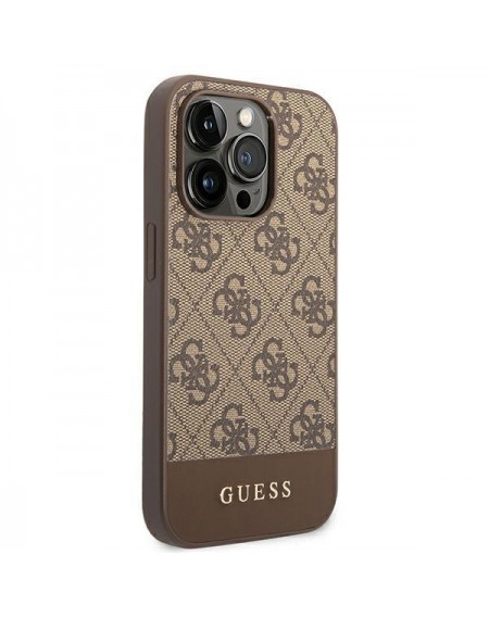 Guess GUHCP14XG4GLBR iPhone 14 Pro Max 6,7" brązowy/brown hard case 4G Stripe Collection