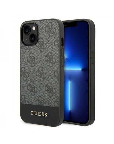 Guess GUHCP14MG4GLGR iPhone 14 Plus 6,7" szary/grey hard case 4G Stripe Collection
