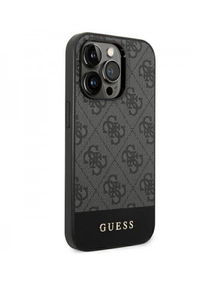 Guess GUHCP14LG4GLGR iPhone 14 Pro 6,1" szary/grey hard case 4G Stripe Collection
