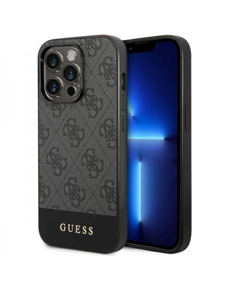 Guess GUHCP14XG4GLGR iPhone 14 Pro Max 6,7" szary/grey hard case 4G Stripe Collection