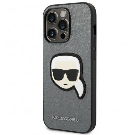 Karl Lagerfeld KLHCP14LSAPKHG iPhone 14 Pro 6,1" srebrny/silver hardcase Saffiano Karl`s Head Patch