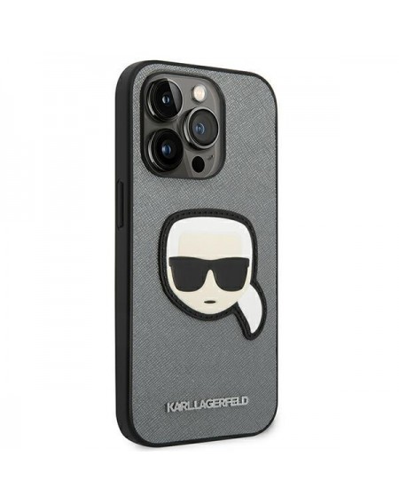 Karl Lagerfeld KLHCP14XSAPKHG iPhone 14 Pro Max 6,7" srebrny/silver hardcase Saffiano Karl`s Head Patch
