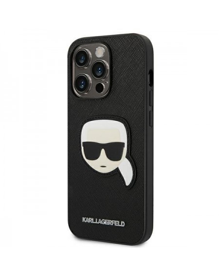 Karl Lagerfeld KLHCP14LSAPKHK iPhone 14 Pro 6,1" czarny/black hardcase Saffiano Karl`s Head Patch