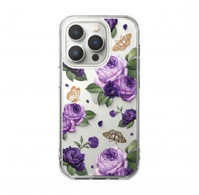Ringke Fusion Design Armored Case Cover with Gel Frame for iPhone 14 Pro Max transparent (Purple rose) (FD645E29)