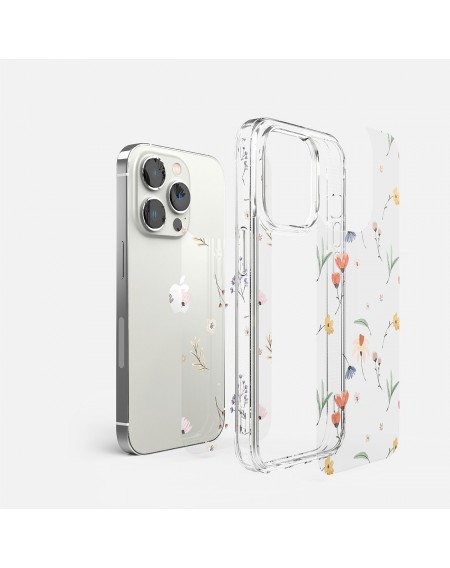 Ringke Fusion Design Armored Case Cover with Gel Frame for iPhone 14 Pro transparent (Dry flowers) (FD641E30)