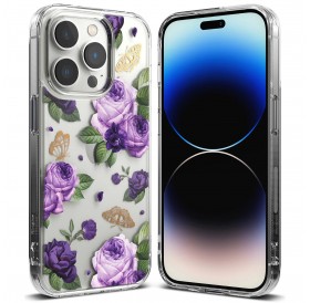Ringke Fusion Design Armor Case Cover with Gel Frame for iPhone 14 Pro transparent (Purple rose) (FD641E29)
